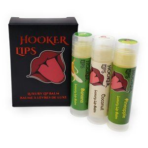 Hooker Lips Luxury Lip Balm Banana, Coconut & Pineapple Variety 3 Pack